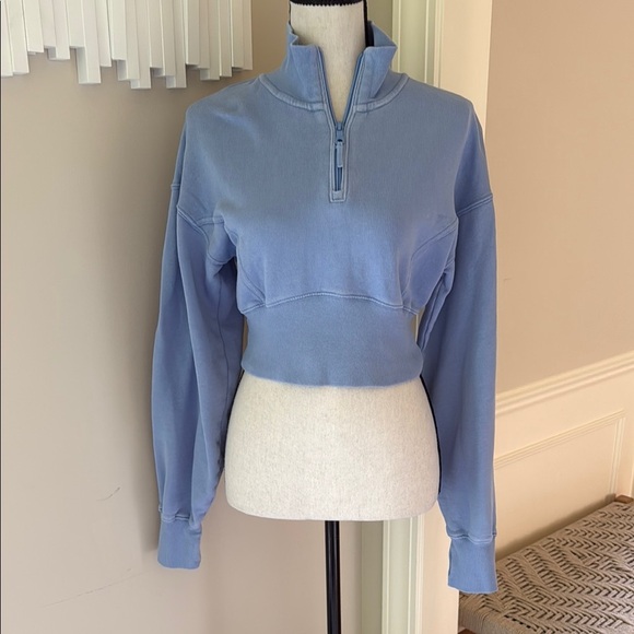 Offline by Aerie Women's Blue Quarter Zip Throwback Corset Cropped Sweatshirt S - Picture 1 of 6